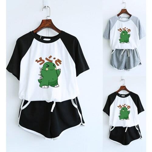 Women Sportswear Stitching Short Sleeve T-shirt & Shorts Set Summer Tracksuit 2021 Sports Running Sweatshirt Suit Pajamas