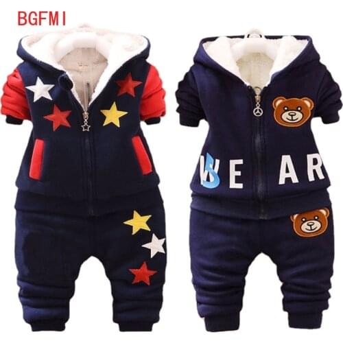 Baby Boys/girls Winter Hoodies Clothing Sets Kids Thick Warm Velvet Clothes Sets Sport Suit for Children Boys Fleece Tracksuit
