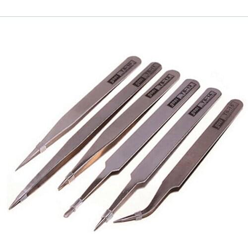 1PCS 6Styles Stainless Steel Industrial Anti-static Tweezers Aquarium Tool Fish Tank Aquatic Plants Forceps Clip Cleaning Tool
