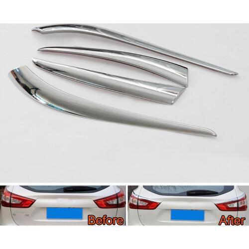 4Pcs/set Chrome ABS Rear Tail light Eyelid Cover Trim Strip Decoration Garnished Bezel For Qashqai 2016 Car Styling Car-covers