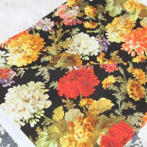 45*110cm Plain Weave Cotton Chrysanthemum Printed Fabric Sewing Material Quilting Patchwork Needlework DIY Handmade Cloth Bag
