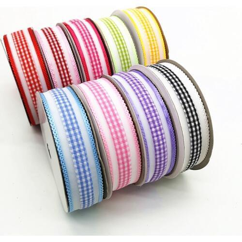 5 yards 1" 25mm Ribbon Wedding Party Decoration Plaid Organza Ribbon Gift Wrapping Hair Bows DIY Christmas Ribbon
