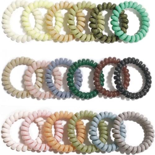 6Pcs/Set New Elastic Hair Band Telephone Wire Line Candy Macarons Color Ponytail Hair Ties Rubber Band Women Hair Accessories