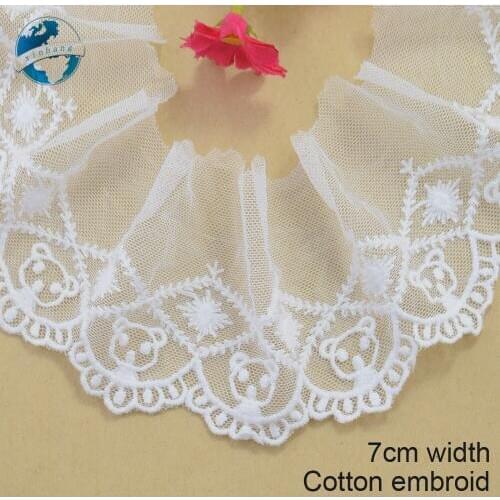 7cm white lace cotton embroidery lace french lace ribbon fabric guipure diy trims warp knitting sewing Accessories#3692