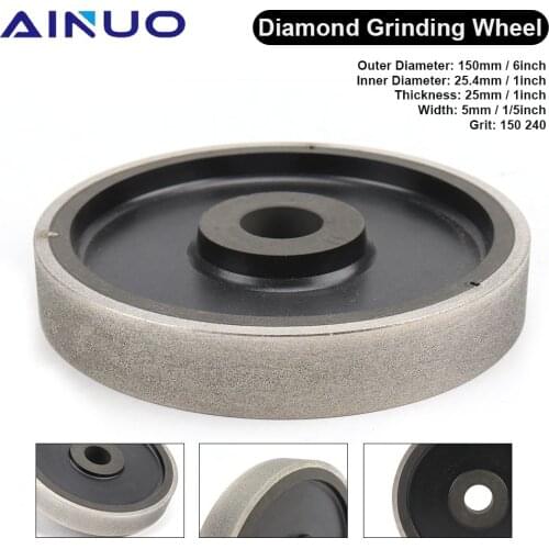 Diamond Grinding Wheel Coated Soft Resin Electroplated Gem Jade Polishing Abrasive Tool 150mmx25.4mm 150-2000 Grit