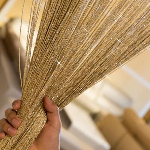 Glitter String Curtain Valance Shiny Tassel Line Curtain Solid Color Window Door Curtain Divider Drape Room Decor