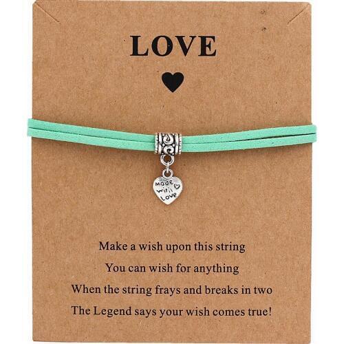 Made with Love Heart Charm Bracelet Lucky Multicolor Rope Wish Bracelets for Lovers Women Wedding Birthday Jewelry Lucky Gift