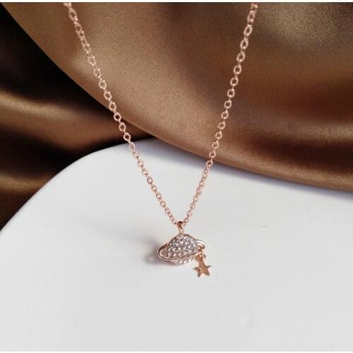 Crystal Planet Star Pendants choker Necklace for Women Girls Saturn Clavicle Chain Neck Chain Trendy Collar Collier Jewelry gift