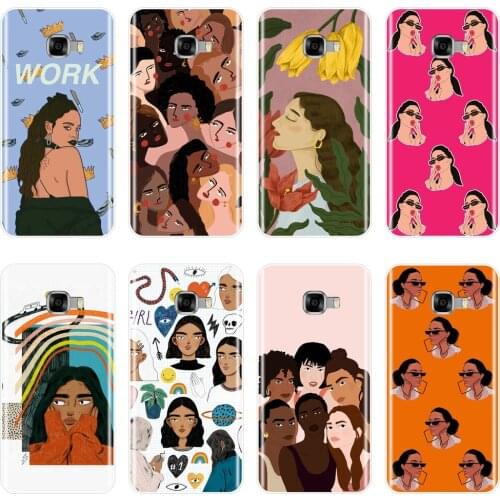 Phone Case For Samsung Galaxy C5 C7 C8 Black Girl Cool Fashion Art Flower Silicone Back Cover For Samsung Galaxy C5 C7 C9 Pro