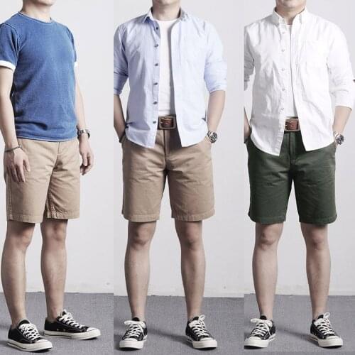 Chino-0002 WW2 US Military Style 7.5oz HBT Bermuda Mens Super Top Quality Cotton Vintage Casual Durable Stylish Chino Shorts