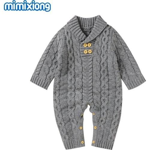 Baby Rompers Winter V Neck Long Sleeves Newborn Boys Girls Sweater Jumpsuits Autumn Casual Outerwear Toddler Infant Kids Overall