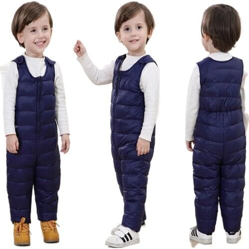 Baby Childrens Warm Strap Pant for Girls Boys Winter Down-Cotton Jumpsuit Overalls Suit 2019 Kids Casual Rompers Clothes Sets