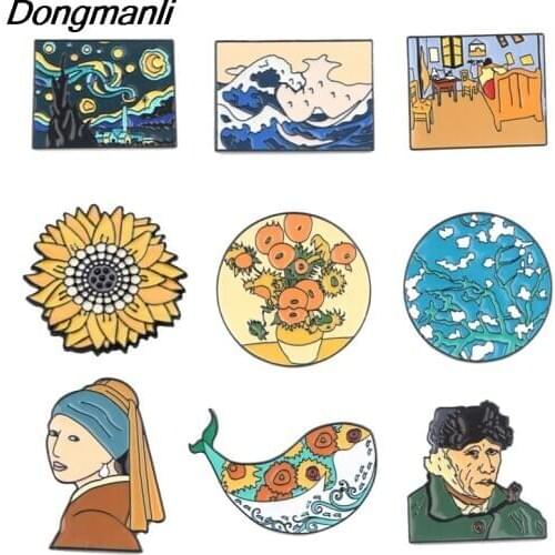 DZ316 Fashion Van Gogh Art Metal Enamel Pins Badge Brooch Backpack Bag Collar Lapel Jewelry