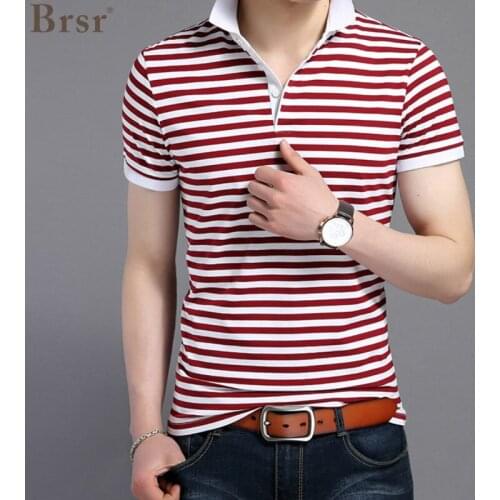Summer Fashion Polo T Shirt For Mens Striped Tee Tops Grade Short Sleeve Slim Fit Cotton Poloshirt Casual Clothing Men T-shirt