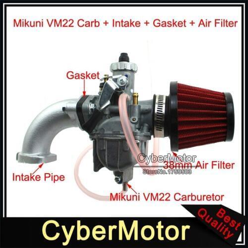Mikuni VM22 Carburetor + 38mm Air Filter Intake Pipe + Gasket For 110cc 125cc 140cc YX Lifan SSR Pit Dirt Bike Stomp Demon X WPB