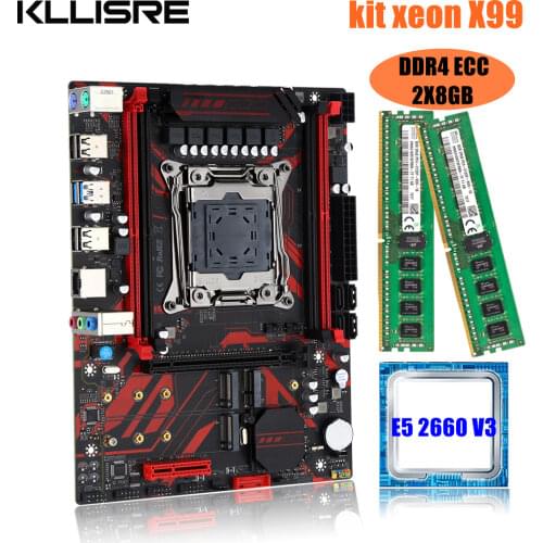 Kllisre X99 M-G motherboard set Xeon E5 2660 V3 LGA2011-3 CPU 2pcs X 8GB =16GB 2666MHz DDR4 memory
