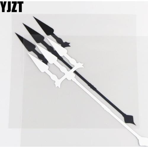 YJZT 17.1CM×17.0CM Creative Car Stickers Antique Battle Cold Weapon Trident Body Personalized Vinyl Decal 1C-0071
