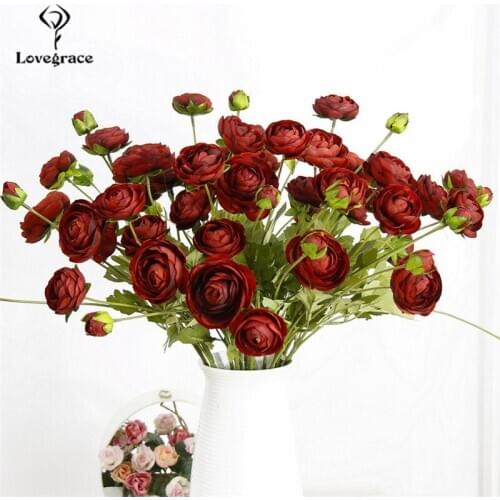 Lovegrace Silk 4 fork camellia artificial flower tea rose bridal bouquet Christmas party decoration fake flower wedding home dec