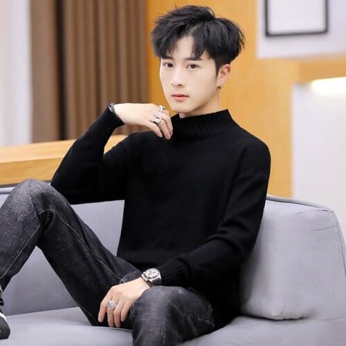 Men Sweater White Yellow Gray Black Blue Long Sleeves Winter Red Pink Pullovers Turtleneck Casual Solid Mens Sweaters Daily