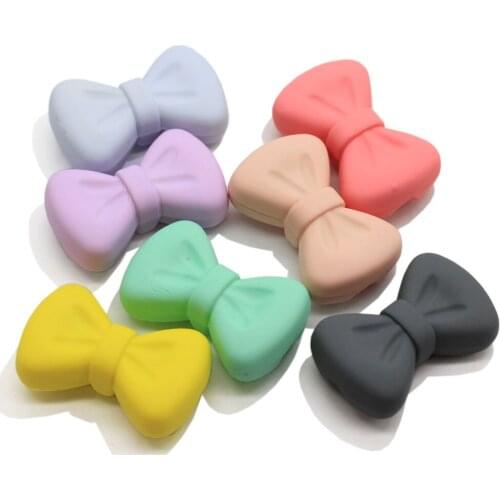 Wholesale Kawaii Solid Bowknot Flatback Embellishments Resin Bow Shape Scrapbook Decoration Hair Craft DIY with 4mm Back Hole