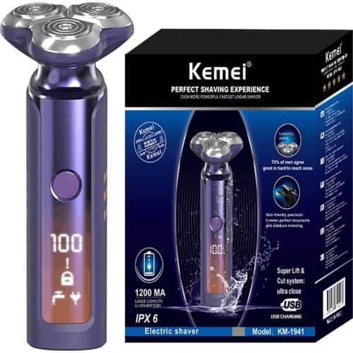 Original kemei LCD waterproof electric shaver men wet dry beard electric razor facial rechargeable corded cordless shaving