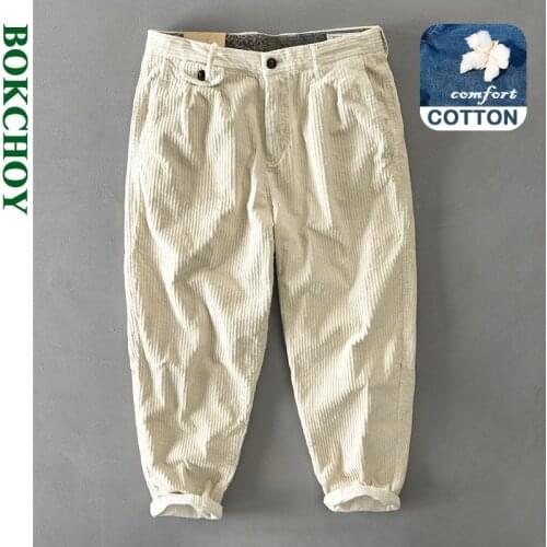 Autumn Winter New Men Cotton Corduroy Pants Solid Color Casual Safari Style GML04-Z325