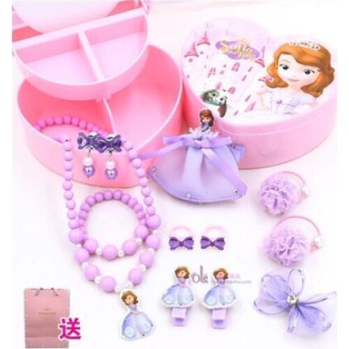 Necklace girl Bracelet with girls Forward to receive Make-up box gift word Love jewelry set Princess makeup box gift
