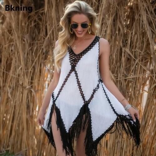 Beach Cover-up for Women Beach Fringed Dress Sexy Sleeveless Womens Summer 2021 Swim Cover Ups Exit Bath White Woman Sundresss