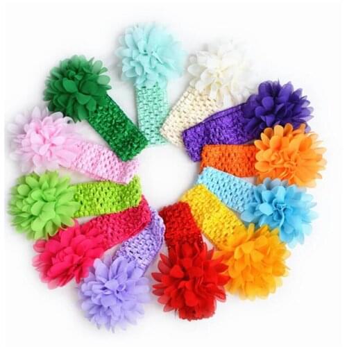 New Baby Knit Crochet Top Flower Elastic Turban Headband Baby Girls Head wrap Hair Bands Ears Warmer Baby Headband Accessories