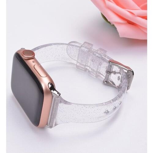Glitter Strap for apple watch band 44mm 40mm iwatch band 38mm 42mm bracelet silicone correa apple watch series 6 5 4 3 se