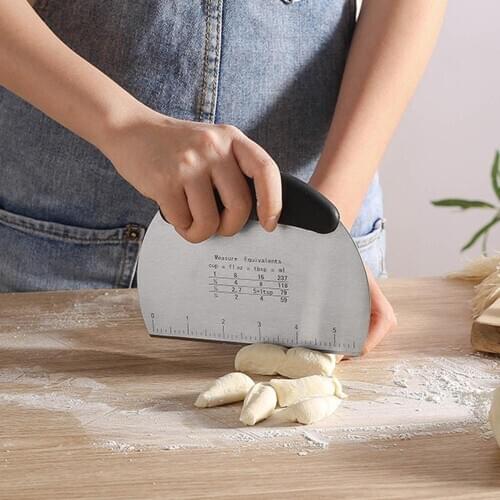 Cutting Flour Dough Double-Sided Stainless Steel Cutter Dough Scraper Pizza Baking Pastry Tools Bread Slicer Kitchen Gargets