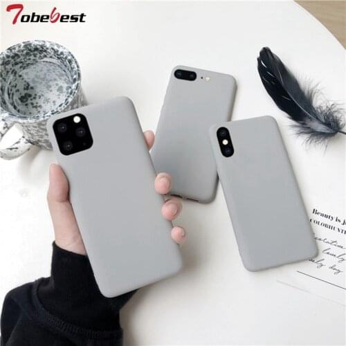 Gray Matte Phone Case For iphone 12 mini 11 Pro XS Max XR X 8 7 6S 6 Plus SE 5 5S Silicone Cases Solid Color Soft TPU Back Cover
