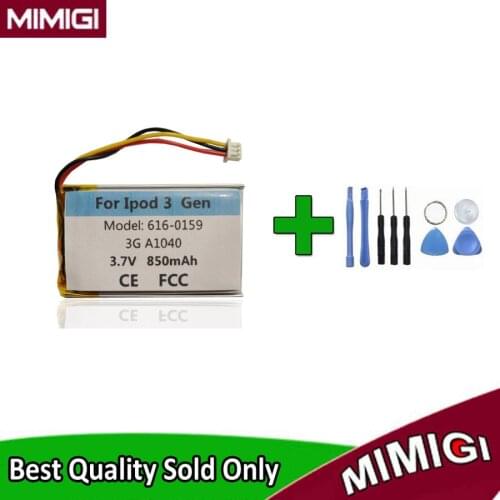 Replacement 850mAh 616-0159 Battery For Apple iPod 3 3G Gen 3rd A1040 Accumulator Batterie AKKU + Tools Gift