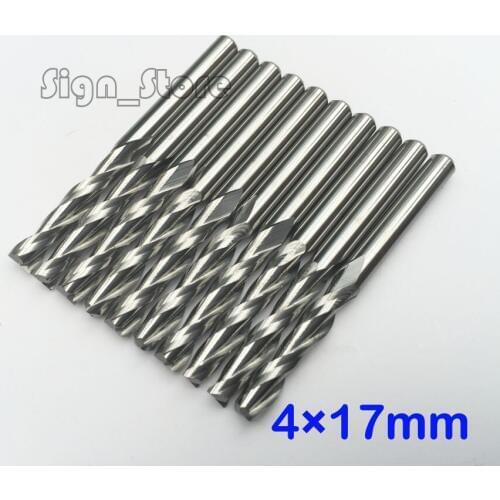 10pcs 4MM X17MM Carbide CNC Double Two Flute Spiral Bits CEL 17mm milling cutter router bits for CNC Machine Engraving