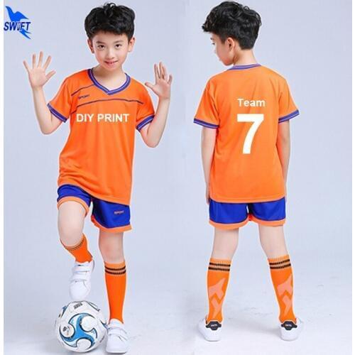 2020 Football Jerseys Kids Boys Soccer Training Suit Sports Set Quick Dry Futbol Kits Men Customize Print Uniforms Sportswear