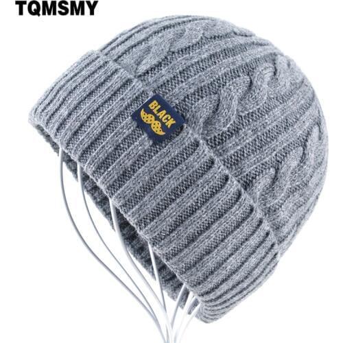 High quality gorro Winter Hats for Men Knitting wool Beanie women Casual Cap mens Beanies Plus velvet bone Solid color Skullies