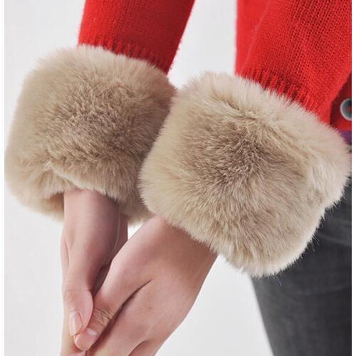 Fashion Winter Warm Women Arm Warmer Faux Fur Soft Elastic Wrist Slap On Cuffs Arm Warmer Plush Thicken Accessories Gray White