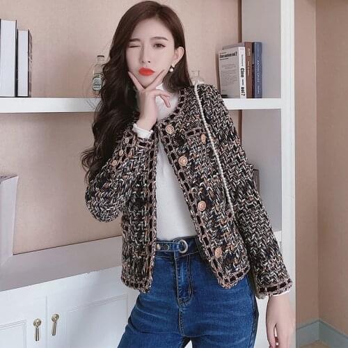 2021 Autumn And Winter New O-neck Single-Breasted Jackets Small Fragrance Wind Coat Tweed Luxury High Quality Jacket Female