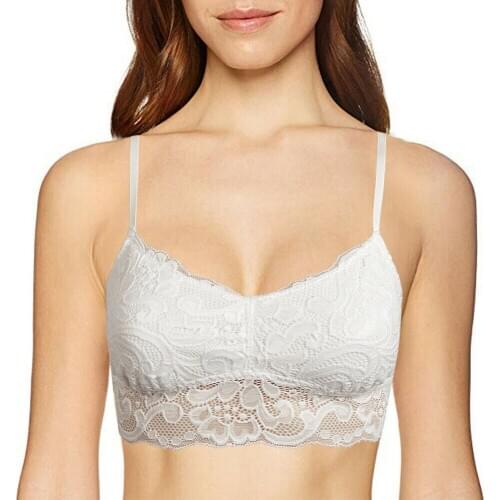 VOGUESECRET Women Bra White Lace Bralette Embroidery Wire Free Mesh Bras For Women Thin Padded Sexy Lingerie Crop Top