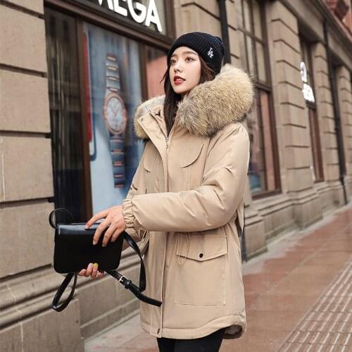 ISENMAL Women Winter Coat Thick Hooded Fur Collar Cotton Long Parka Womens Jacket Clothing for Mujer Feminine