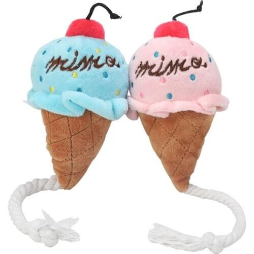 1/2PCS Ice Cream Pet Toy Plush Squeak Cute Mini Plush Puzzle Dogs Toy Cat Chew Squeaker Cartoon Squeaky Toy Pet Supplies