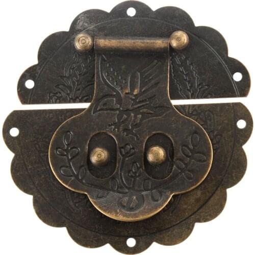 1x Wooden Case Hasp Vintage Style Decorative Jewelry Gift Box Suitcase Hasp Latch Hook Furniture Buckle Clasp Lock