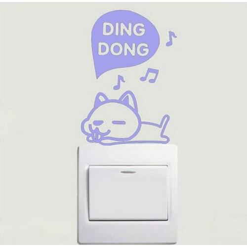 10*14cm tall Ding Dong Bubble Switch Decal Cute Dog Wall Decals Vinyl DIY Socket Decor Stickers various colors Custom LC1298
