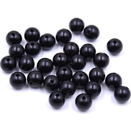 100Pcs/lot 6-12mm Black Color Round Wood Beads Handmade Wooden Loose Bead for Jewelry Making Necklace Bracelet