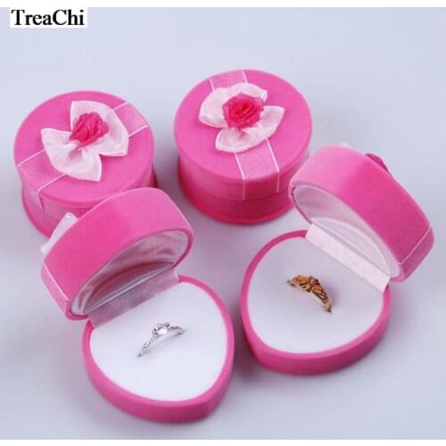 12 Fashionable Velvet Rings Display Box Round Ring Earrings with Yarn Flower Box Exquisite Wedding Jewelry Gift Box Jewelry