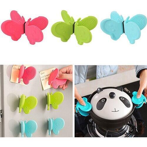 2 Pcs Butterfly Shaped Silicone Anti-scald Kitchen Tool Insulation Plate Clamps Clips