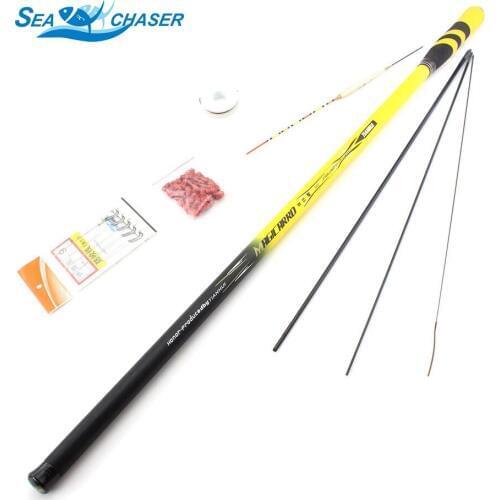 3.6m 4.5m 5.4m 6.3m 7.2m model Carp Fishing Pole Stream Hand Rod Telescopic Fishing Rod Fishing Tackle Hooks line Floated Set