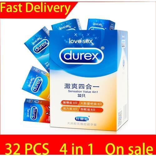 32 PCS Durex 4 In 1 Condom 4 Types Ultra Thin Condoms For Men Latex Penis Sleeve Sex Toys Tools Cock Dick Sex Product Shop