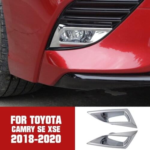 ABS Carbon Fiber Front bumper Fog Light Lamp Cover Trim For Toyota Camry 2018-2019 Black Chromium Styling Stickers Plastic New
