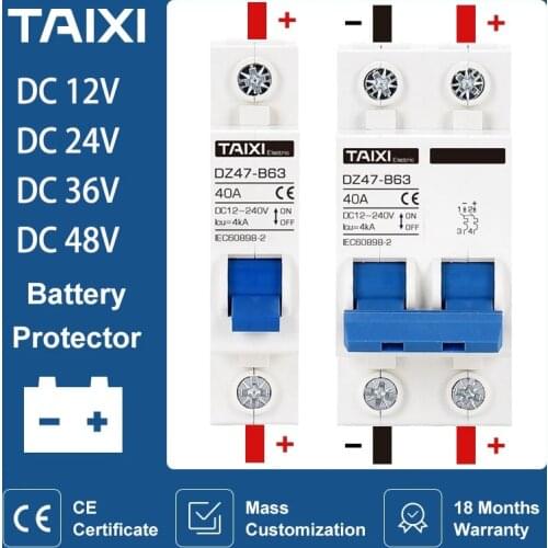 DC12V 24V 48V 36V DC MCB battery car protector Mini circuit breaker Positive and negative pole orotection switch isolator